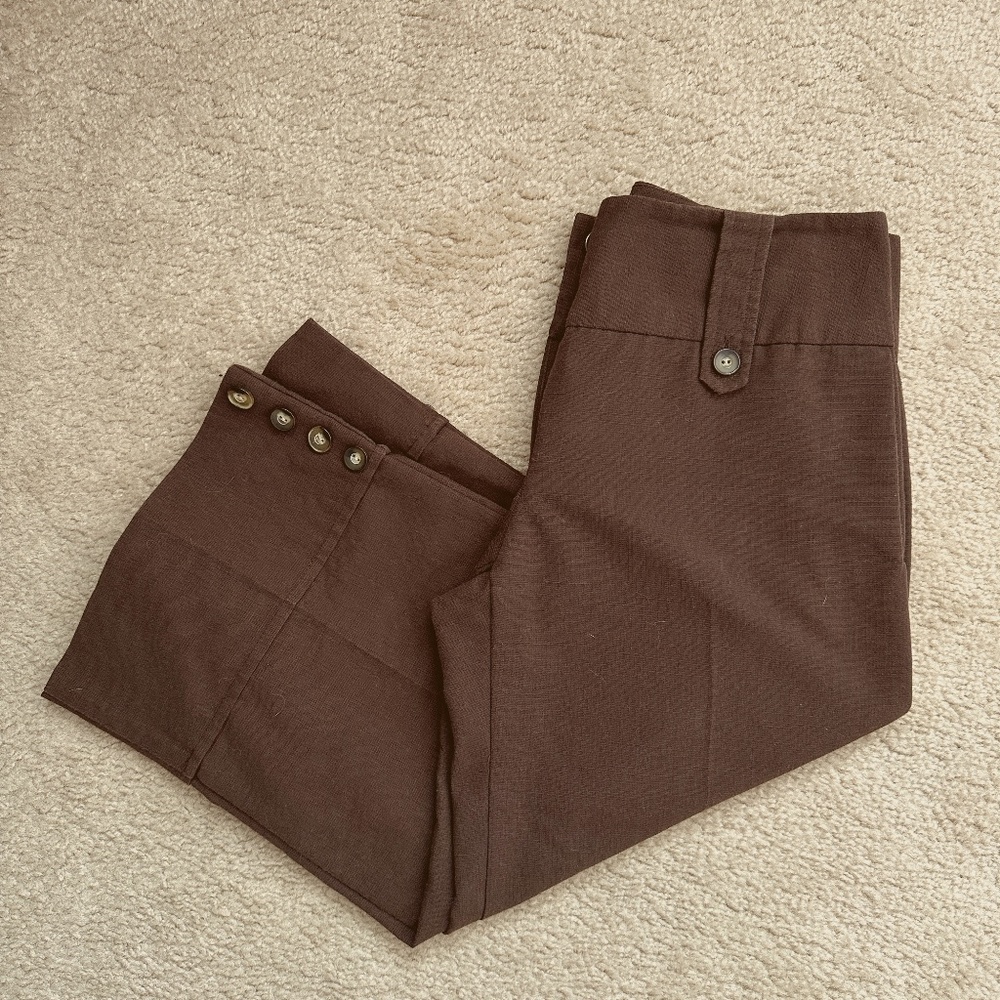 Women's Cropped Wide Leg Trousers Size 1 Brown